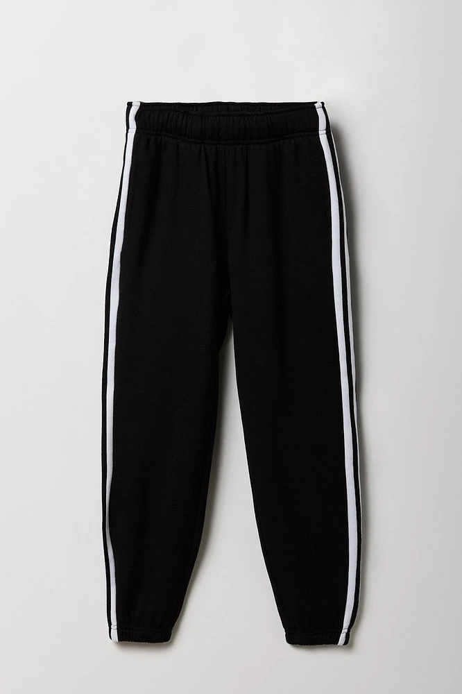 Girls Side Striped Fleece Jogger