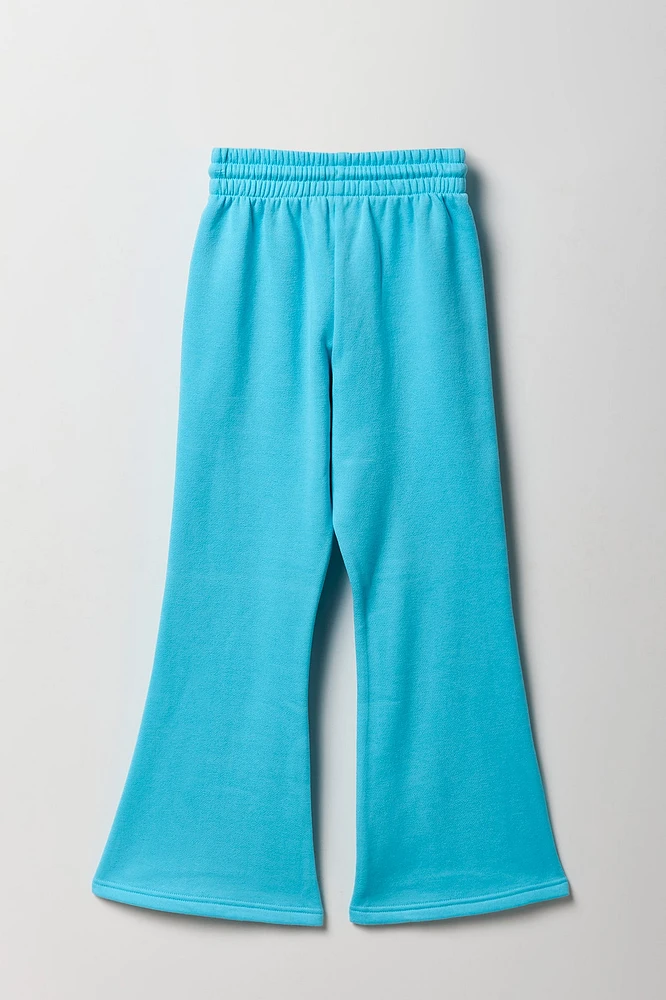 Pantalon d'entraînement en molleton à jambe évasée avec motif brodé pour fille