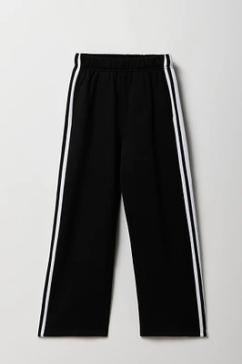 Girls Side Striped Wide Leg Fleece Sweatpant