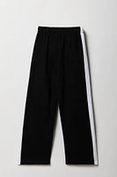 Girls Side Striped Wide Leg Fleece Sweatpant