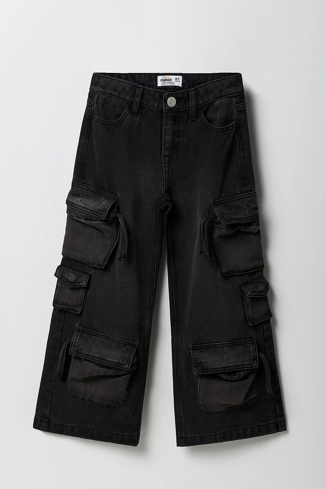 Girls Multi Pocket Wide Leg Cargo Jean