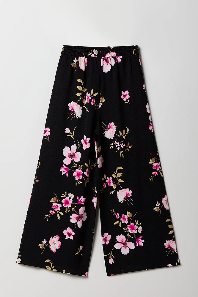 Girls Floral Flowy Wide Leg Pant