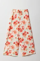 Pantalon fluide à jambe large fleuri pour fille