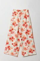 Pantalon fluide à jambe large fleuri pour fille