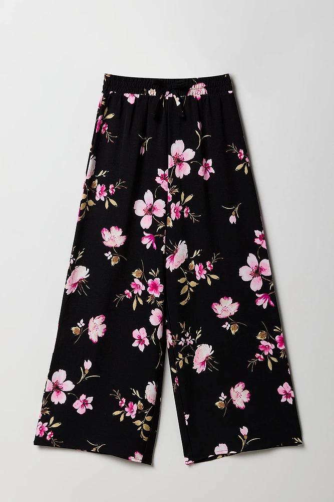 Girls Floral Flowy Wide Leg Pant