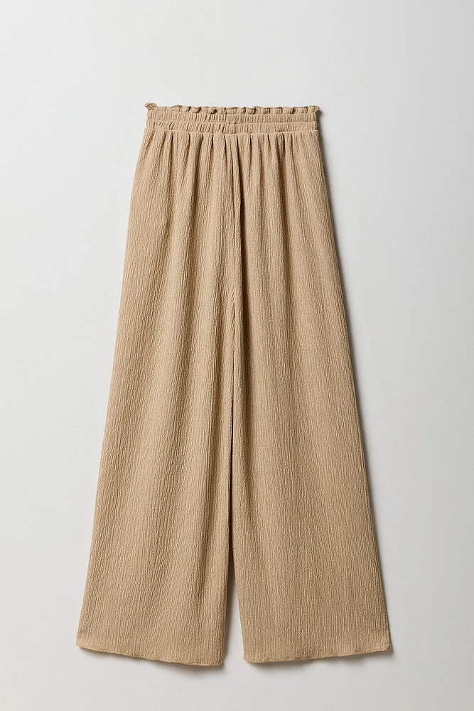 Pantalon texturé à jambe large pour fille