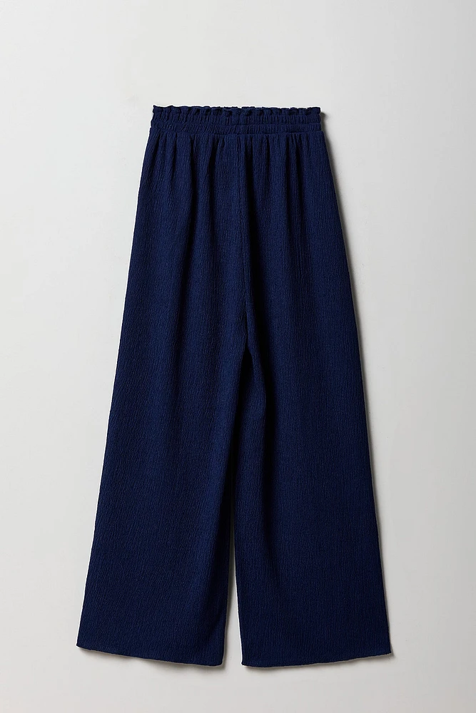 Pantalon texturé à jambe large pour fille