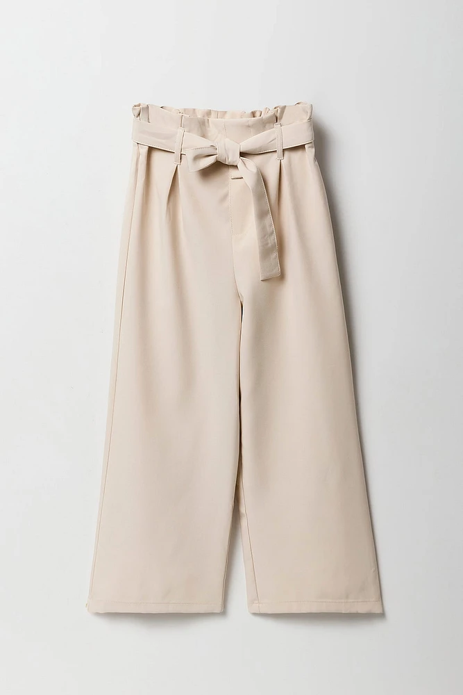 Pantalon Ã  jambe large avec taille cintrÃ©e et ceinture pour fille