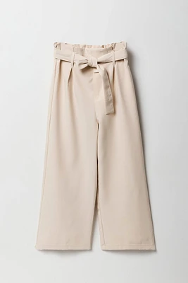 Pantalon à jambe large avec taille cintrée et ceinture pour fille