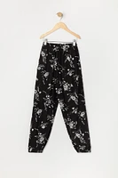 Girls Linen Floral Print Jogger