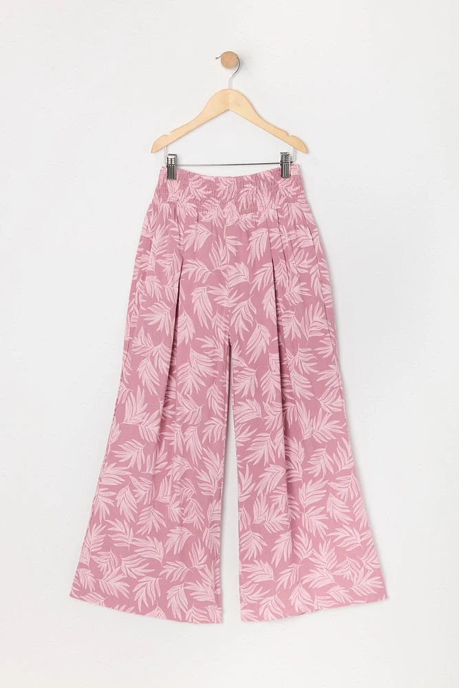 Girls Leaf Print Palazzo Pant