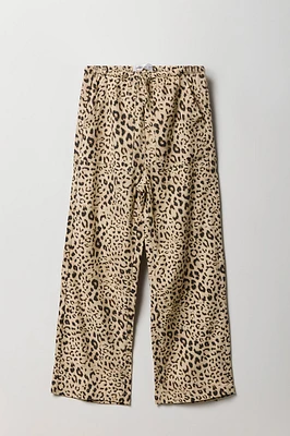 Pantalon à jambe large en lin avec taille coulissante pour fille