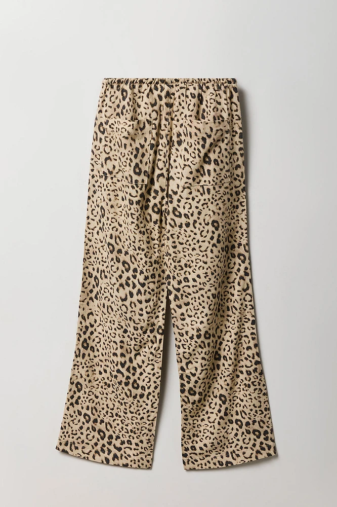 Girls Linen Drawstring Wide Leg Pant