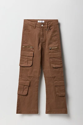 Pantalon cargo à jambe évasée avec poches multiples pour fille