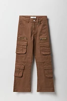 Pantalon cargo Ã  jambe Ã©vasÃ©e avec poches multiples pour fille