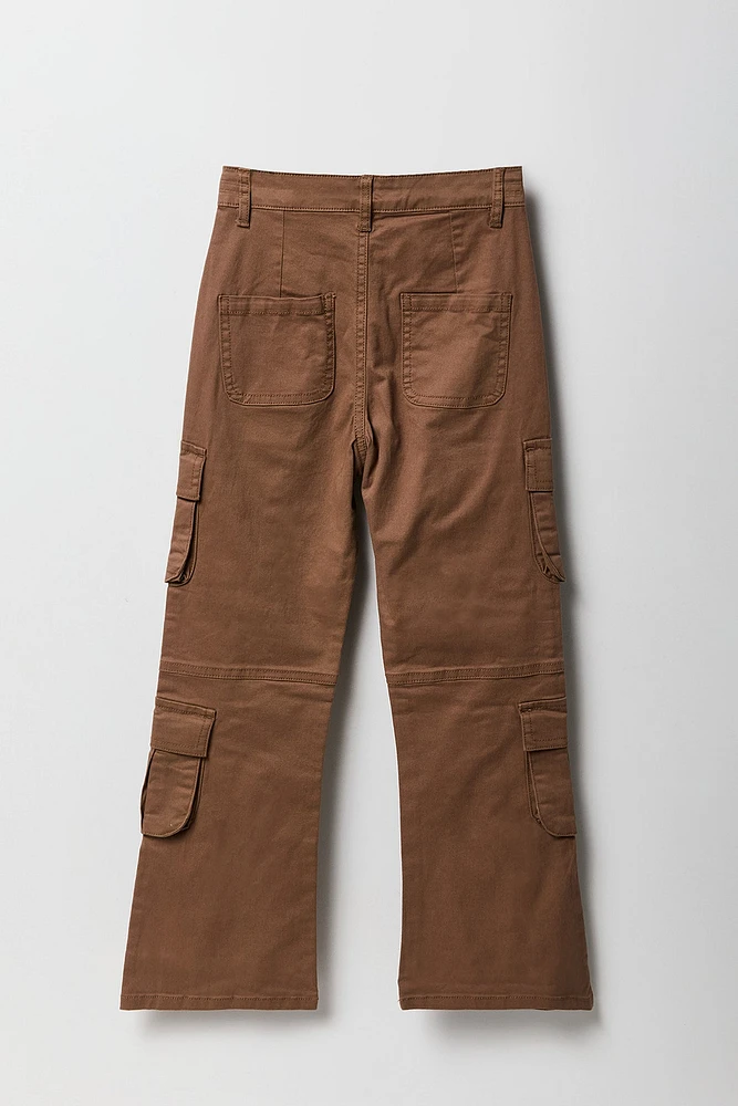 Pantalon cargo à jambe évasée avec poches multiples pour fille