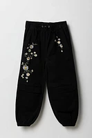 Girls Floral Embroidered Parachute Pant