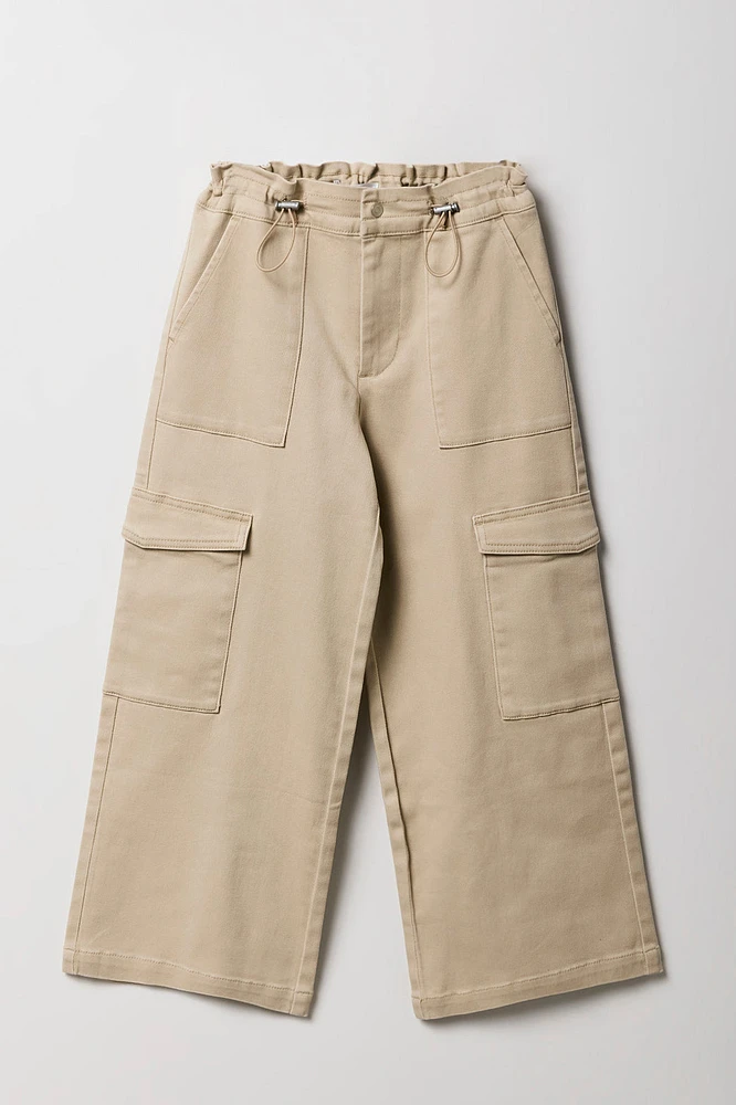 Pantalon cargo à taille plissée avec barillet pour fille