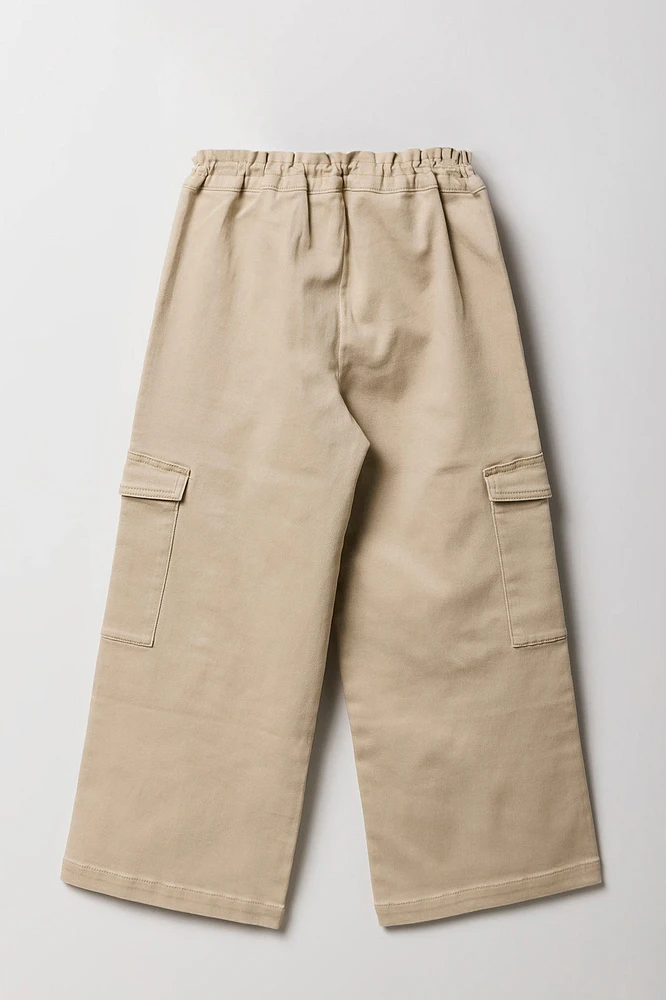 Pantalon cargo à taille plissée avec barillet pour fille