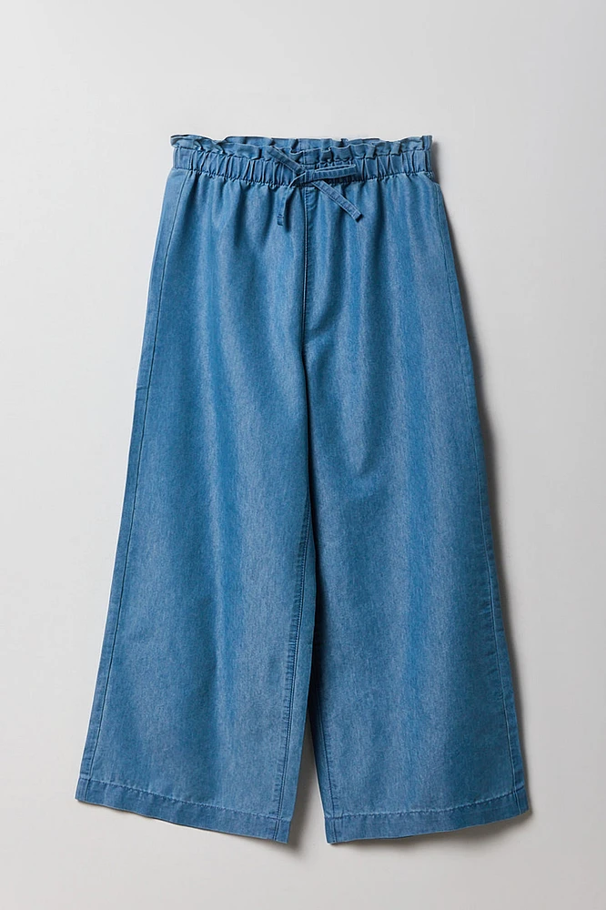 Pantalon à jambe large en chambray pour fille