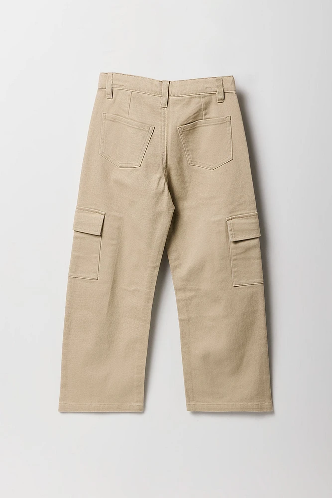 Pantalon cargo ample à jambe droite pour fille