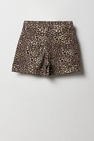 Jupe-short en denim avec motif guépard pour fille