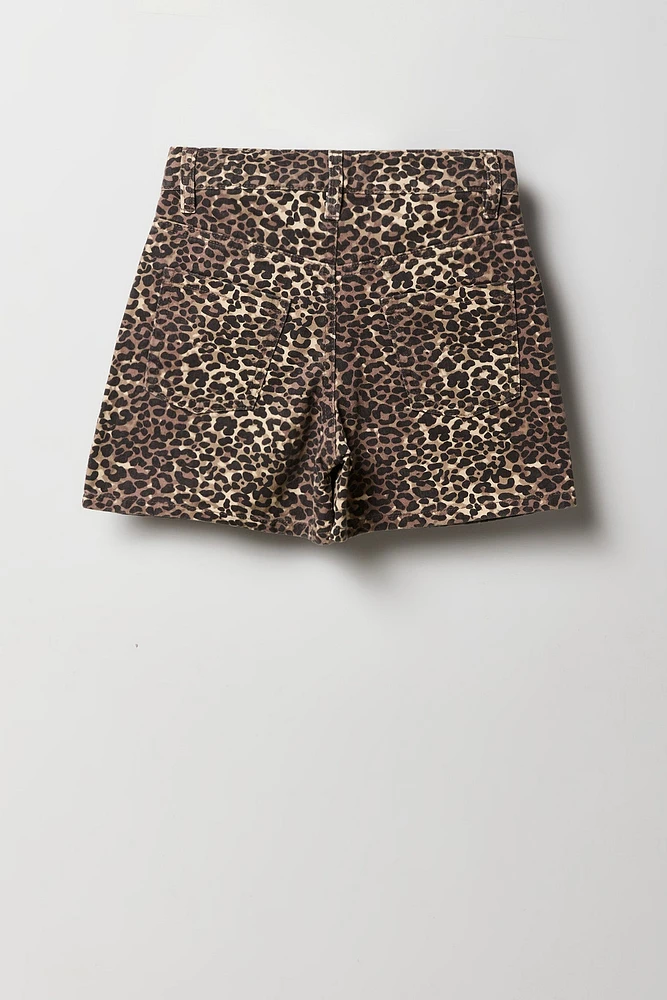 Girls Cheetah Denim Skort