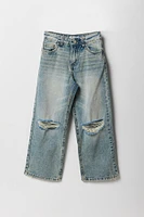 Girls Distressed Wide Leg Jean