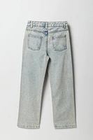 Girls Acid Wash Distressed Straight Leg Jean