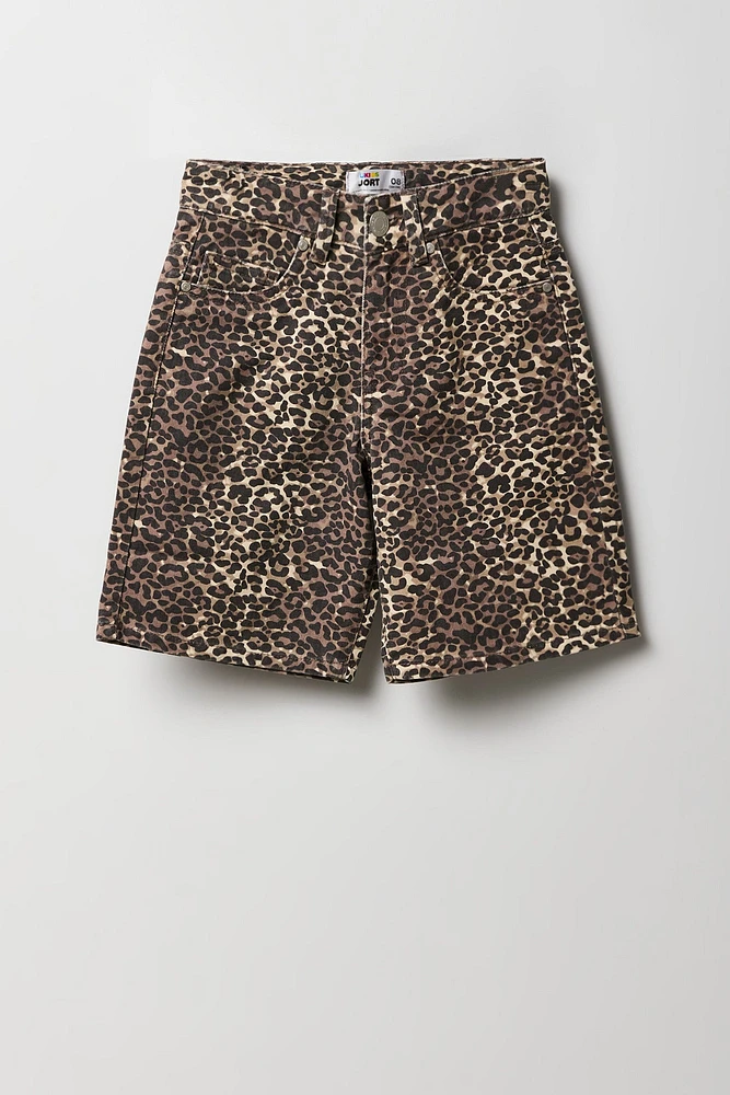 Girls Cheetah Print Jort