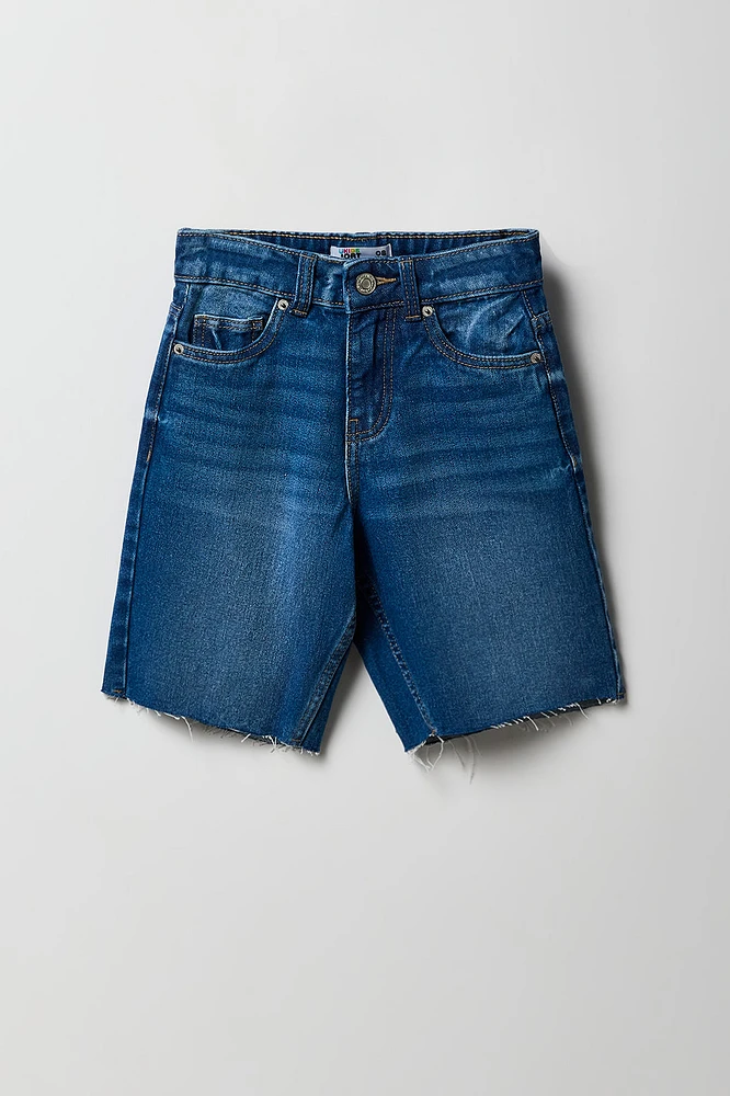 Girl Mid Rise Raw Hem Jort