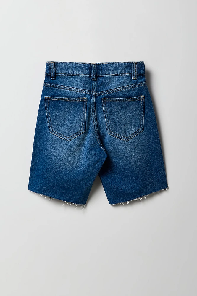 Girl Mid Rise Raw Hem Jort