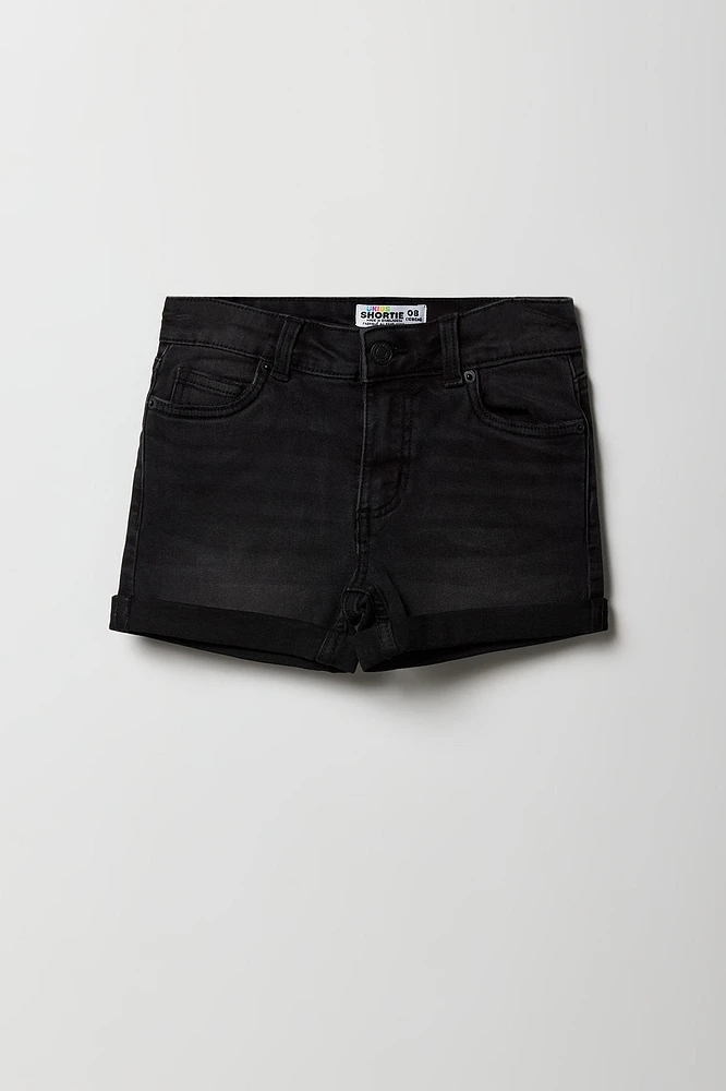 Short court mi-taille en denim pour fille