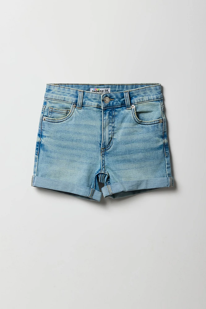 Short court mi-taille en denim pour fille