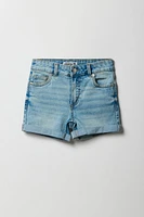 Short court mi-taille en denim pour fille