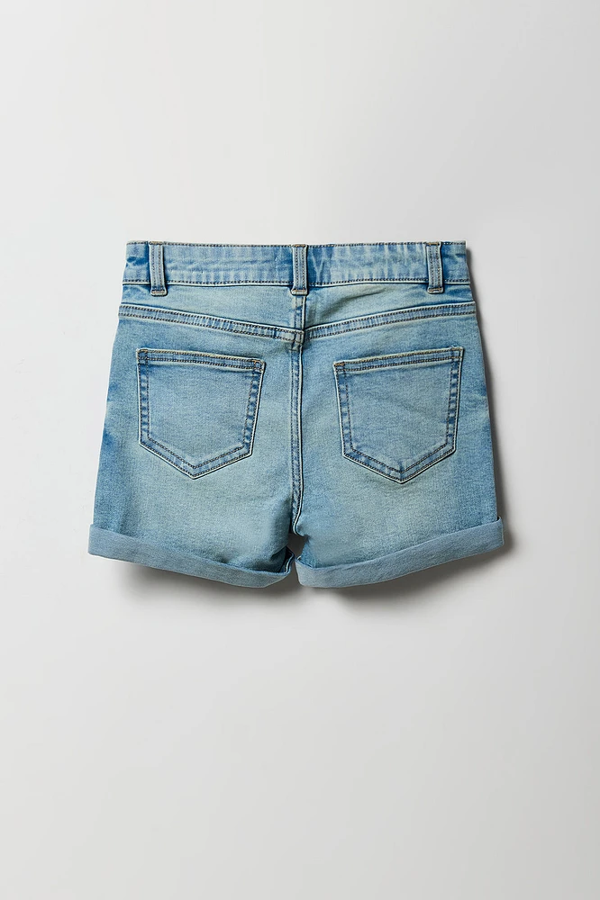 Short court mi-taille en denim pour fille