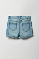 Short court mi-taille en denim pour fille