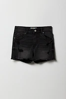 Girls Distressed Denim Mid Rise Shortie