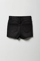 Girls Distressed Denim Mid Rise Shortie