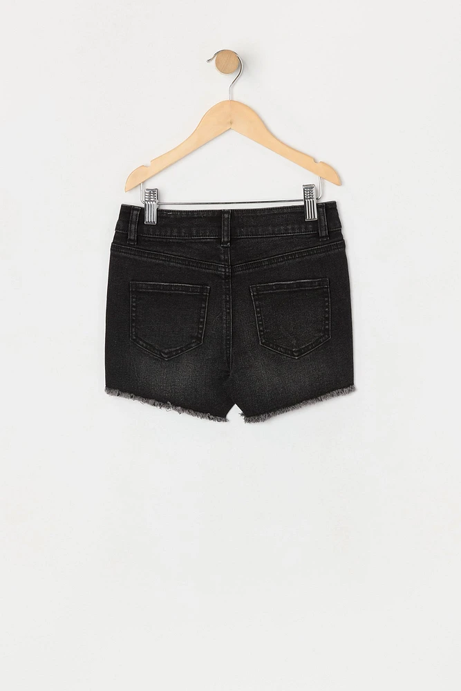 Girls Distressed Mid Rise Denim Short