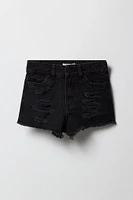 Girls High Rise Distressed Beach Short