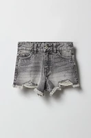 Short de plage d'aspect usé à taille haute pour fille