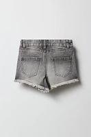 Short de plage d'aspect usé à taille haute pour fille
