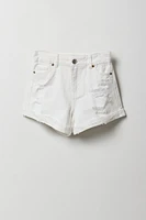 Short « mom » d'aspect usé à taille haute pour fille