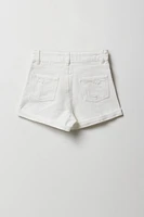Short « mom » d'aspect usé à taille haute pour fille