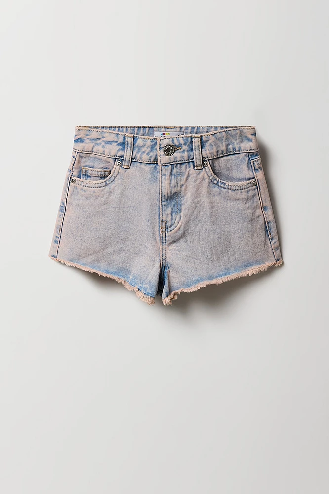 Girls Pink Wash High Rise Beach Short