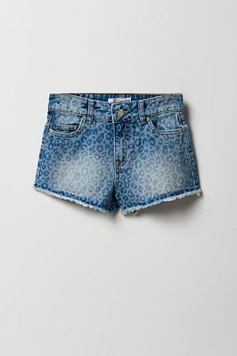 Short de plage à taille haute avec motif guépard pour fille