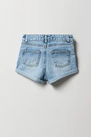 Short « mom » à taille haute avec motif brodé Cerise