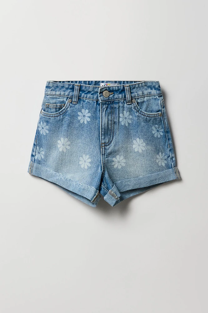 Short « mom » à taille haute avec motif brodé Marguerite