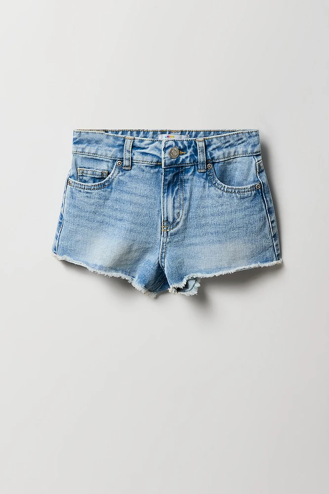 Girls Bow Embroidered High Rise Beach Short